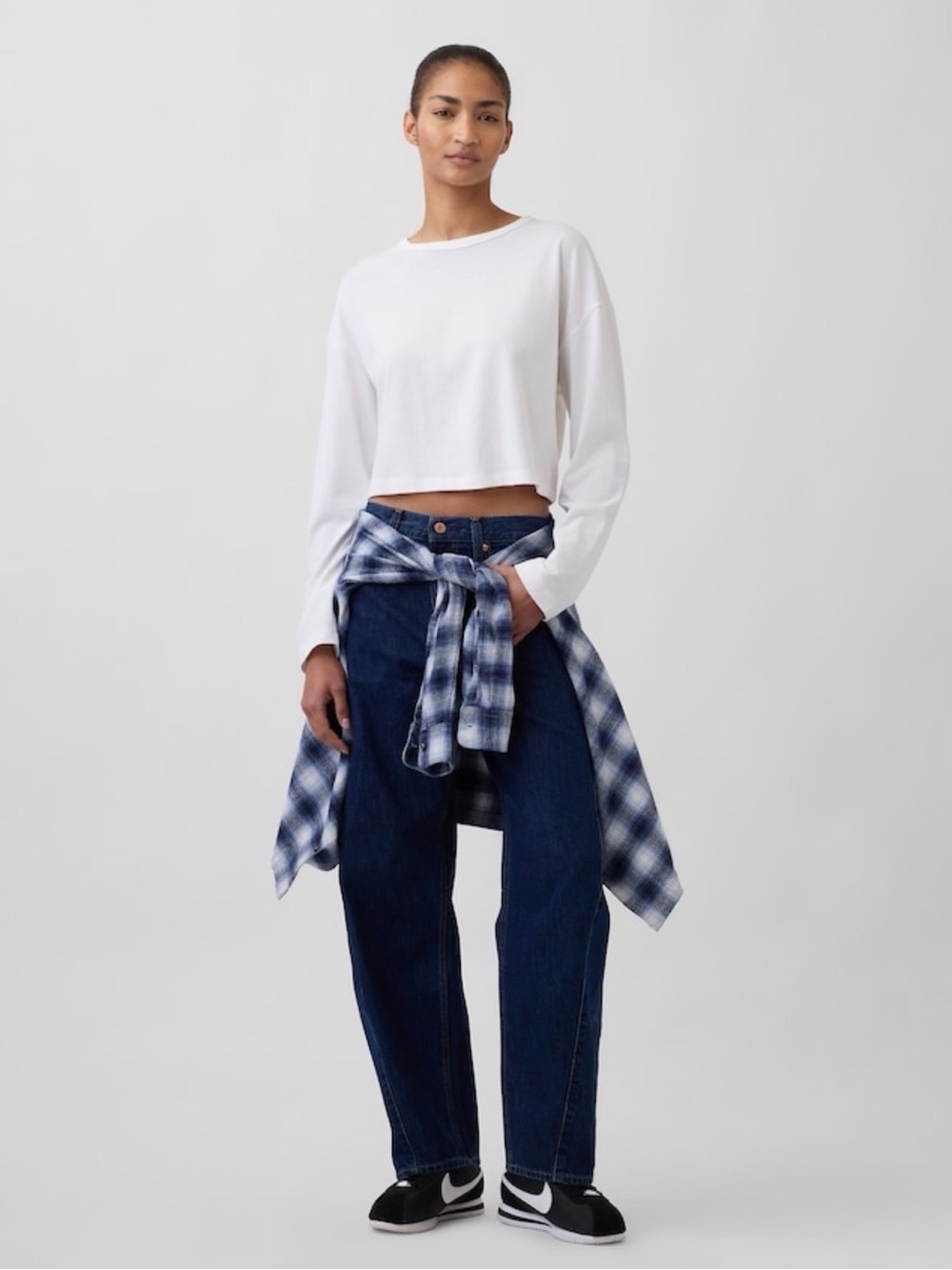 GAP High Rise Barrel Jeans Dark Rinse